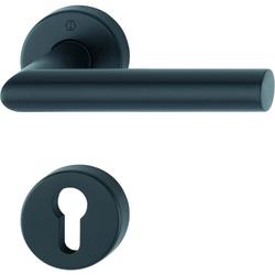 Hoppe Drückergarnitur, mit Rosetten, rund, DIN Links-Rechts, PZ, VK8, Amsterdam E1400Z/42KV/42KVS, F9714M schwarz matt mit Stütznocken, Gleitlager, TS 37-42mm Nr. 12033236