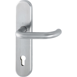 Hoppe FH-Drücker-Innen-Halbgarnitur, Langschild, oval, PZ, E92, Edelstahl Paris E138F/3310, edelstahl matt, 9mm Stift 55m vorst. TS: 67-72mm, ohne Stütznocken Nr. 11542172