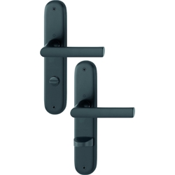 Hoppe Drückergarnitur, Langschild, oval, WC/S, E78, VK8, DIN Links-Rechts Hamburg 1700/273P, schwarz matt ohne Stütznocken, Gleitlager, DIY, TS 37-42mm Nr. 11790350