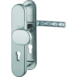 Hoppe FH-Schutz-Wechselgarnitur, oval, PZ, 9/72, DIN Links-Rechts, Aluminium Hamburg FS-86G/3331/3310/1700, stahlfarbig eloxiert Langschild, TS 42-47mm Nr. 11838504