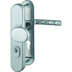 Hoppe FH-Schutz-Wechselgarnitur, oval, PZ, 9/72, DIN Links-Rechts, Aluminium Hamburg FS-86G/3332ZA/3310/1700, stahlfarbig eloxiert Langschild, TS 42-47mm Nr. 11838590