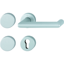 Hoppe FH-Standflügelgarnitur, mit Rosetten, BL/PZ, VK9, Aluminium Rotterdam FS-1401/42H/42HS, natur matt-SecuSan mit Stütznocken, Gleitlager, TS 40-65mm Nr. 11663169