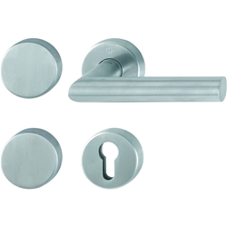 Hoppe FH-Standflügelgarnitur, mit Rosetten, BL/PZ, VK9, Edelstahl Amsterdam FS-E1400/42H/42HS, F69-S mit Stütznocken, Gleitlager, TS 40-65mm Nr. 11662670