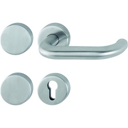 Hoppe FH-Standflügelgarnitur, mit Rosetten, BL/PZ, VK9, Edelstahl Paris FS-E138/42H/42HS, edelstahl matt mit Stütznocken, Gleitlager, TS 40-65mm Nr. 11665439