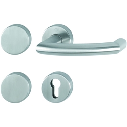 Hoppe FH-Standflügelgarnitur, mit Rosetten, BL/PZ, VK9, Edelstahl Trondheim FS-E1431/42H/42HS, edelstahl matt mit Stütznocken, Gleitlager, TS 40-65mm Nr. 11666584