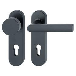 Hoppe FH-Wechselgarnitur, Kurzschild, oval, PZ, E72, VK9, Aluminium Hamburg FS-58/353KH/1700, schwarz matt eloxiert mit Stütznocken, TS 45-65mm Nr. 11838225