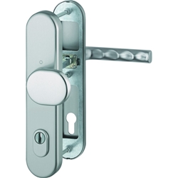Hoppe HT-Schutz-Wechselgarnitur, oval, PZ, 10/92, DIN Links-Rechts, Aluminium Hamburg 86G/3332ZA/3310/1700, stahlfarbig Langschild, TS 67-72mm Nr. 11759653