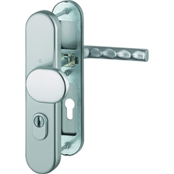 Hoppe WET-Schutz-Wechselgarnitur, oval, PZ, 10/72, DIN Links-Rechts, Aluminium Hamburg 86G/3332ZA/3310/1700, stahlfarbig Langschild, TS 42-47mm Nr. 11759604