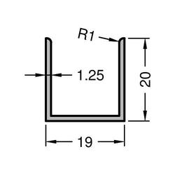 Gutmann U-Profil, ungelocht, Länge 6.000 x B 19 x Höhe 20mm, Aluminium, verkehrsweiß (VE= 6 Meter)