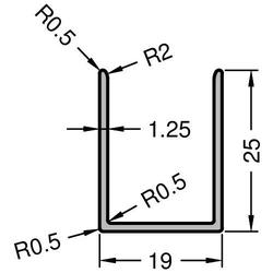 Gutmann U-Profil, ungelocht, Länge 6.000 x B 19 x Höhe 25mm, Aluminium, mittelbronze (VE= 6 Meter)