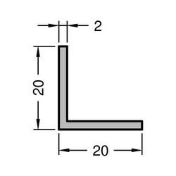 Gutmann Winkelprofil, WKL, gleichschenkelig, ungelocht, Länge 6.000 x Breite 20 x Höhe 20 x Stärke 2mm, Aluminium (VE= 6 Meter)