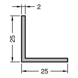 Gutmann Winkelprofil, WKL, gleichschenkelig, ungelocht, Länge 6.000 x Breite 25 x Höhe 25 x Stärke 2mm, Aluminium verkehrsweiß (VE= 6 Meter)
