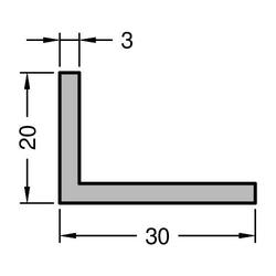 Gutmann Winkelprofil, WKL, ungleichschenkelig, ungelocht, Länge 6.000 x Breite 30 x Höhe 20 x Stärke 3mm, Aluminium (VE= 6 Meter)