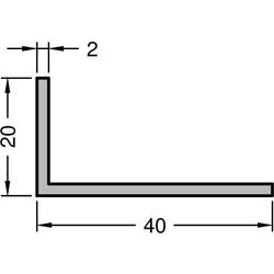 Gutmann Winkelprofil, WKL, ungleichschenkelig, ungelocht, Länge 6.000 x Breite 40 x Höhe 20 x Stärke 2mm, Aluminium verkehrsweiß (VE= 6 Meter)