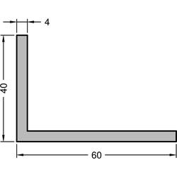 Gutmann Winkelprofil, WKL, ungleichschenkelig, ungelocht, Länge 6.000 x Breite 60 x Höhe 40 x Stärke 4mm, Aluminium naturfarben (VE= 6 Meter)