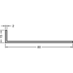 Gutmann Winkelprofil, WKL, ungleichschenkelig, ungelocht, Länge 6.000 x Breite 80 x Höhe 15 x Stärke 2mm, Aluminium (VE= 6 Meter)