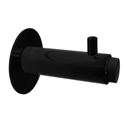 Gardrobenhaken Edelstahl schwarz, rund, Durchmesser: 18mm, Tiefe: 60mm, mit Wandscheibe, diebstahlhemmend Nr. 250.00031