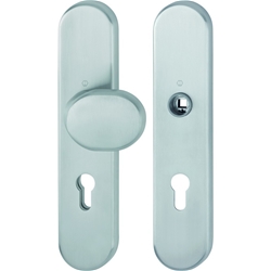 Hoppe Schutz-Wechselgarnitur (Knopf/ohne Griff), E86G/3331/3310 ES1, F69 edelstahl matt, PZ 8/72, TS 37-47mm Nr. 11979975
