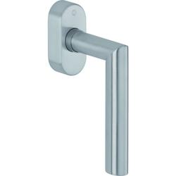 Hoppe Fenstergriff, mit ovaler Rosette, SecuForte®, Amsterdam E0400/UD9056, F69-S Edelstahl matt SecuSan®, mit Arretierung, VK7, Stift 32-42mm, längenvariabel, mit Stütznocken, Nocken Ø 10mm, mit Schrauben M5X45/50mm Nr. 12025380