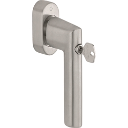 Hoppe Fenstergriff, mit ovaler Rosette, SecuForte®, Amsterdam E0400S/UD9056, F69 Edelstahl matt, mit Arretierung, VK7, Stift 20-30mm, längenvariabel, abschließbar, mit Stütznocken, Nocken Ø 10mm, mit Schrauben M5X35/40mm, Schließungsnr. 4W-1130 Nr. 12025501