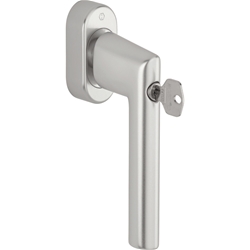 Hoppe Fenstergriff, mit ovaler Rosette, SecuForte®, Amsterdam 0400S/UD9056, F1 naturfarbig, mit Arretierung, VK7, Stift 32-42mm, längenvariabel, abschließbar, mit Stütznocken, Nocken Ø 10mm, mit Schrauben M5X45/50mm, Schließungsnr. 4W-1130 Nr. 12023437
