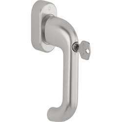 Hoppe Fenstergriff, mit ovaler Rosette, SecuForte®, Paris 038S/UD9056, F1-2-S Alu silberfarben matt SecuSan®, mit Arretierung, VK7, Stift 20-30mm, längenvariabel, abschließbar, mit Stütznocken, Nocken Ø 10mm, mit Schrauben M5X35/40mm, Schließungsnr. 4W-1130 Nr. 12024934