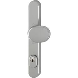 Hoppe PT-Schutz-Halbgarnitur, oval, PZ, 8/92, DIN Links-Rechts, ALU Liège 86G/3359ZA/3357N/12692, SK3, F9 Alu stahlfarben Schmalschild, TS 67-72mm Nr. 10813988