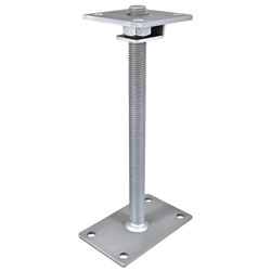 Pitzl Pfostenträger Easy, ZiNiP-Beschichtet, Gewindestange M24, Gewindelänge: 330mm, obere Platte = 100x100x6mm mit Sicherungslasche /untere Platte = 160x100x6mm Nr. 11013.1302