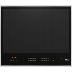 Miele KM 7667 FR Herdunabhängiges Induktionskochfeld in 626mm Breite mit umlaufenden Rahmen, Vollfächeninduktion für bis zu 4 Kochgeschirre, Kommunikation mit der Haube, Automatikfunktion Con@ctivity, großes Leistungsspektrum, Warmhaltefunktion und TwinBooster, Intuitive Schnellanwahl durch Zahlenreihen