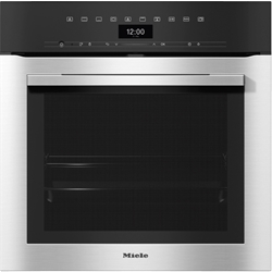 Miele H 7360 B Backofen autark in Edelstahl/Cleansteel, Vollauszug, Klartextdisplay mit Sensorbedienung, DirectSensor S, besonders lockere Teige und gebräunte Krusten, Klimagaren, besonders leichte Reinigung, PerfectClean-Ausstattung, per WLAN vernetzbares Gerät, Miele@home