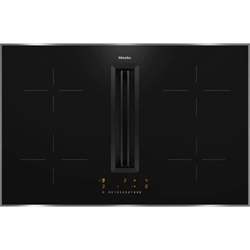 Miele KMDA 7272 FR-U Induktionskochfeld mit Edelstahlrahmen und integriertem Dunstabzug Silence Motor, flexible Installation, Plug u. Play oder geführte Umluft, viel Platz, 4 runde Kochzonen, automatische Regulierung der Gebläsestufen, Con@ctivity, kompakte Steuerung per Zahlenreihe, ComfortSelect Plus