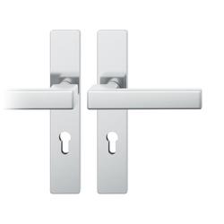 FSB ASL® OT-Drückergarnitur, Langschild, eckig, PZ gelocht, E72, DIN Links-Rechts, 12 1183, Edelstahl fein matt, mit Stütznocken, ASL®, Vierkant 8mm, TS 39-58mm Nr. 0 12 1183 02110 6204