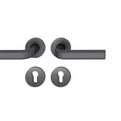 FSB ASL® OT-Drückergarnitur, mit Rosetten, rund, PZ, Aluminium, 12 1242, schwarz, mit Stütznocken, ASL®, Vierkant 8mm, Abdeckung 7mm, TS 39-58mm Nr. 0 12 1242 01310 0810