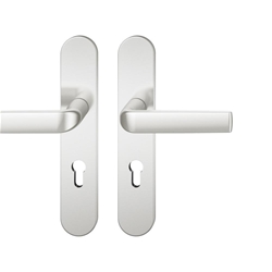 FSB ASL® OT-Drückergarnitur, Langschild, oval, PZ gelocht, E72, DIN Links-Rechts, 12 1267, naturfarbig eloxiert, mit Stütznocken, ASL®, Vierkant 8mm, TS 39-58mm Nr. 0 12 1267 02710 0105