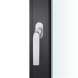 FSB DK-Fenstergriff, ovale Rosette, DIN Links-Rechts, 34 1267, Edelstahl fein matt, mit Stütznocken, Nocken Ø 10mm, Vierkant 7mm, Stiftlänge 24-38mm Nr. 0 34 1267 09039 6204