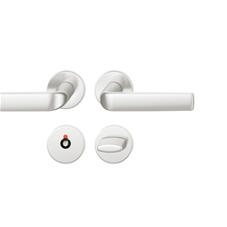 FSB AGL® 3 OT-Drückergarnitur, mit Rosette, rund, DIN Rechts, WC Schauscheibe/Notentriegelung, Aluminium, 72 1267, naturfarbig, mit Stütznocken, Ausgleichslager® 3, Vierkant 8mm, Abdeckung 7mm, TS 39-48mm Nr. 0 72 1267 61954 0105