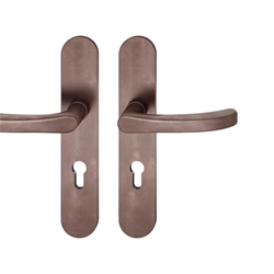 FSB AGL® 3 FH-Drückergarnitur, Langschild, oval, PZ, E72, DIN Links, 79 1043, dunkelbronze patiniert gewachst, mit Stütznocken, Ausgleichslager® 3, Vierkant 9mm, TS 39-48mm Nr. 0 79 1043 62810 7625