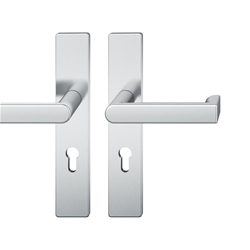 FSB AGL® 3 FH-Drückergarnitur, Langschild, eckig, PZ gelocht, E72, DIN Links-Rechts, 79 1245, Edelstahl fein matt, mit Stütznocken, Ausgleichslager® 3, Vierkant 9mm, TS 39-48mm Nr. 0 79 1245 92110 6204