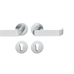 FSB AGL® 3 FH-Drückergarnitur, mit Rosetten, rund, DIN Links, PZ, Edelstahl, 79 1268, Edelstahl, mit Stütznocken, Ausgleichslager® 3, Vierkant 9mm, Abdeckung 7mm, TS 39-48mm Nr. 0 79 1268 61410 6204
