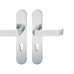 FSB AGL® 3 FH-Drückergarnitur, Langschild, oval, PZ, E72, 79 1268, Edelstahl fein matt, mit Stütznocken, Ausgleichslager® 3, Vierkant 9mm, TS 39-48mm Nr. 0 79 1268 92710 6204