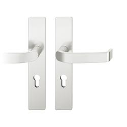 FSB FH-Drückergarnitur, Langschild, eckig, PZ, E72, DIN Links, 79 1272, naturfarbig eloxiert, mit Stütznocken, Ausgleichslager® 3, Vierkant 9mm, TS 39-48mm, Lagerung festdrehbar Nr. 0 79 1272 62210 0105