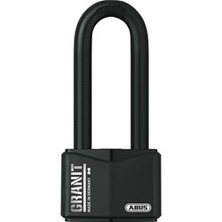 Abus Vorhangschloss, Granit 37RK/70HB100 Hoher Bügel, 2 Stiftschlüssel, Spezialstahl gehärt. schwarz Gehäuseb. 77mm, Gehäuset. 37mm, H 169mm, verschiedenschließend Nr. 79169