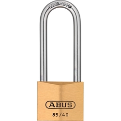 Abus Vorhangschloss 85/40HB63 Hoher Bügel, 2 Profilschlüssel, Messing massiv Gehäuseb. 40mm, Gehäuset. 16mm, H 103mm Nr. 02416