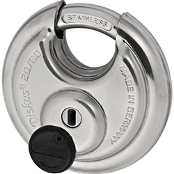 Abus Vorhangschloss, Diskus 20/80 2 Stiftschlüssel, Edelstahl edelstahl Gehäuseb. 80mm, Gehäuset. 35,5mm, H 81mm Nr. 86815