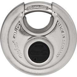 Abus Vorhangschloss, Diskus 20/80 2 Stiftschlüssel, Edelstahl edelstahl Gehäuseb. 80mm, Gehäuset. 35mm, H 81mm Nr. 08798