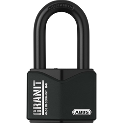 Abus Vorhangschloss, Granit 37/55HB50 Hoher Bügel, 2 Stiftschlüssel, Spezialstahl gehärt. schwarz Gehäuseb. 62,5mm, Gehäuset. 31mm, H 108,5mm, verschiedenschließend Nr. 10086032-01