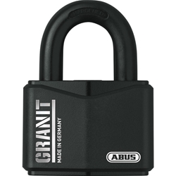 Abus Vorhangschloss, Granit 37RK/70 B/SDKNFIN 2 Stiftschlüssel, Spezialstahl gehärtet schwarz Gehäuseb. 77mm, Gehäuset. 37mm, H 102mm Nr. 43119