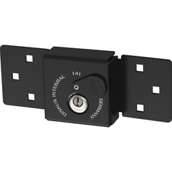 Abus Tür-Überfalle Set, mit Diskus-Schloss, Metall 141/200 schwarz+28/70, korrosionsgeschützt, zum Anschrauben, L 222mm Nr. 51963