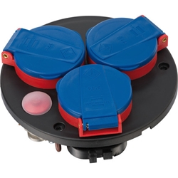 Brennenstuhl Steckdoseneinsatz-Montageplatte 3-fach IP44 Thermostat mit Kontroll-Leuchte, schwarz/rot/blau Nr. 1081090