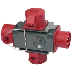 Brennenstuhl CEE Adapter Stromverteiler IP44 (1x CEE Stecker 400V/16A und 3x CEE Steckdosen 400V/16A, für den ständigen Einsatz im Außenbereich, Baustellen und in landwirtschaftlichen Betrieben) Nr. 1081640